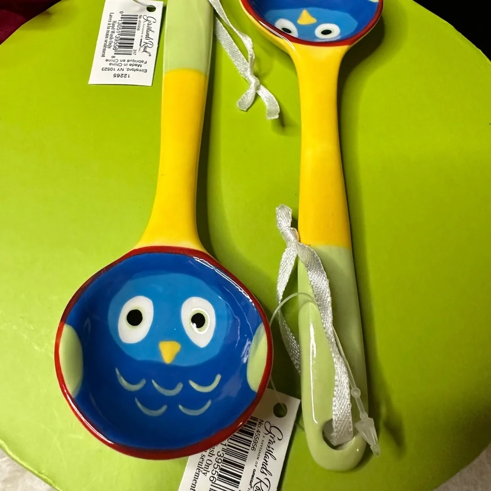 New Grasslands Road Ceramic Mulit-Function Owl🦉Coffee Scoop Tea Spoon Set Of 2